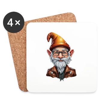 Gartenzwerg / Märchenland / Kobold / Gnom / Logo - Untersetzer (4er-Set) - Weiß - Vorne
