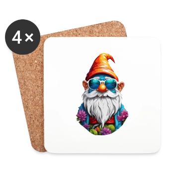 Gartenzwerg / Märchenland / Kobold / Gnom / Logo - Untersetzer (4er-Set) - Weiß - Vorne