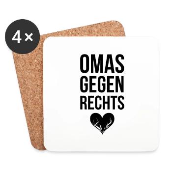 OMAS GEGEN RECHTS mit Herz - Untersetzer (4er-Set) - Weiß - Vorne