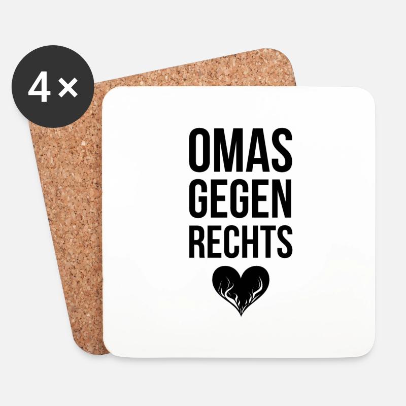 OMAS GEGEN RECHTS mit Herz - Untersetzer (4er-Set) - Weiß