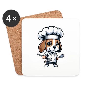Süßer Beagle Koch Comic-Design - Untersetzer (4er-Set) - Weiß - Vorne