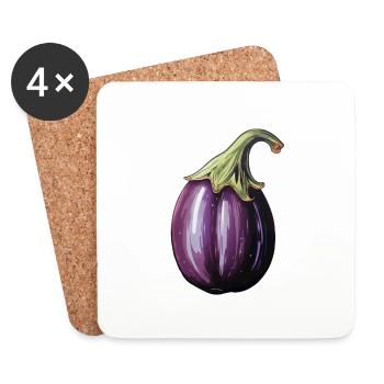 Aubergine bulbeuse - Dessous de verre (lot de 4) - blanc - Devant