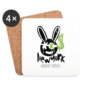 street, new york, rabbit, dollar - Untersetzer (4er-Set) - Weiß - Vorne
