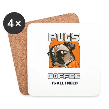 Cool Pug & Coffee : un design incontournable - Dessous de verre (lot de 4) - blanc - Devant