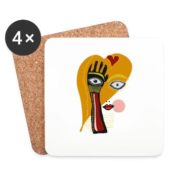 Mund Nase Augen Hand - Untersetzer (4er-Set) - Weiß - Vorne