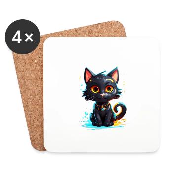 Black Kitty - Coasters (set of 4) - white - Front