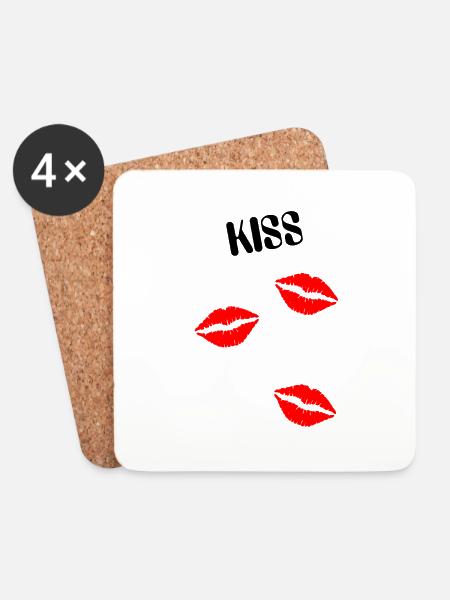 kiss kisses kiss me - Coasters (set of 4) - white