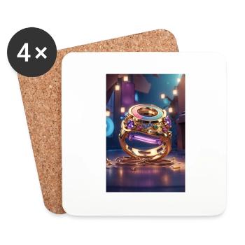 3D Animation Style graphique bourse - Dessous de verre (lot de 4) - blanc - Devant