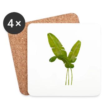 Feuilles de bananier - Dessous de verre (lot de 4) - blanc - Devant