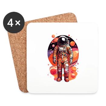 Astronaut with multiple planets - Coasters (set of 4) - white - Front