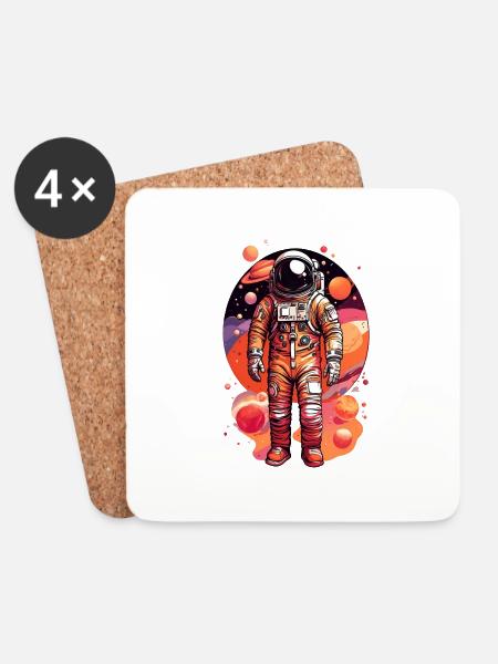 Astronaut with multiple planets - Coasters (set of 4) - white
