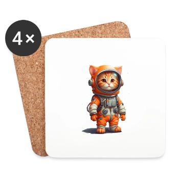 Cute Astronaut orange baby cat design - Untersetzer (4er-Set) - Weiß - Vorne