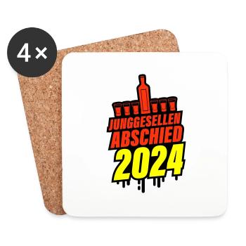 Junggesellen Abschied 2024 - Untersetzer (4er-Set) - Weiß - Vorne