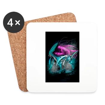 Suicune Illustrated Poster Drawn Creature - Coasters (set of 4) - white - Front