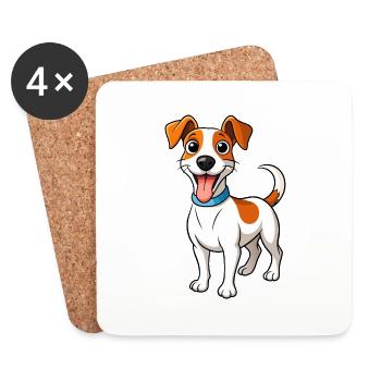 Jack Russell Terrier énergique - Dessous de verre (lot de 4) - blanc - Devant