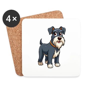 Gracieux Standard Schnauzer chien Art - Dessous de verre (lot de 4) - blanc - Devant