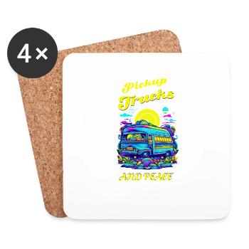 Truck Roads Countryside Camping Trucking Adventure - Coasters (set of 4) - white - Front