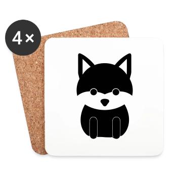 Renard - Dessous de verre (lot de 4) - blanc - Devant
