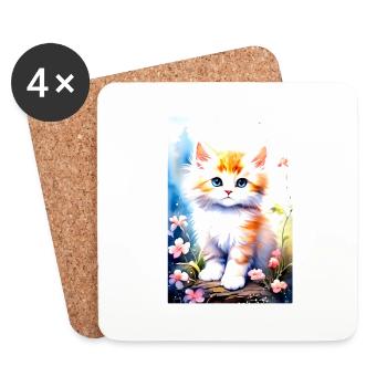 Cute and Adorable Kitten Poster - Coasters (set of 4) - white - Front