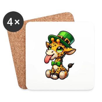 Dessin animé girafe de la Saint-Patrick - Dessous de verre (lot de 4) - blanc - Devant