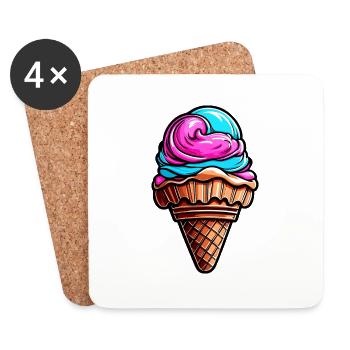 Eiscreme / Sorbet / Gelato / Sommer / Sonne - Untersetzer (4er-Set) - Weiß - Vorne