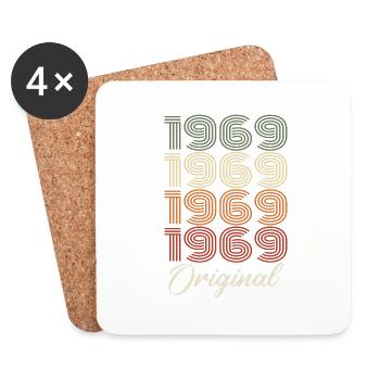 1969 Cadeau D'anniversaire Vintage Original 1969 - Dessous de verre (lot de 4) - blanc - Devant