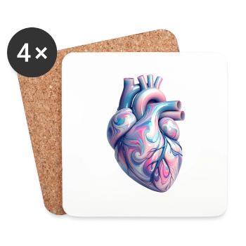 Stylized Human Heart - Coasters (set of 4) - white - Front