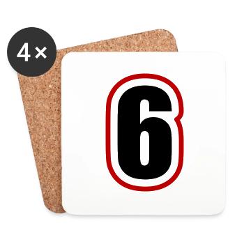 6 Zahl College - Untersetzer (4er-Set) - Weiß - Vorne