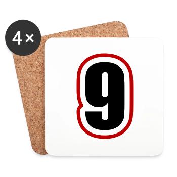 9 Nombre Collège - Dessous de verre (lot de 4) - blanc - Devant