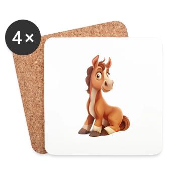A funny sitting horse - Coasters (set of 4) - white - Front