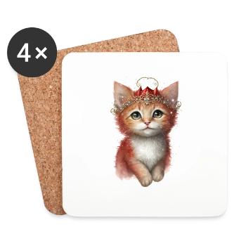 Cat-Ruby Red - Lieblingskatze für Kinder - Untersetzer (4er-Set) - Weiß - Vorne