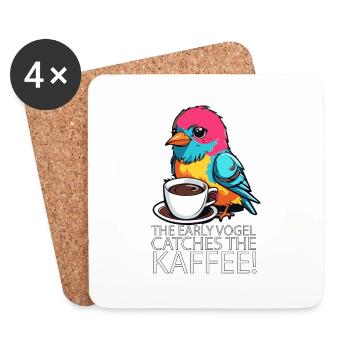 The Early Vogel catches the Kaffee Frühaufsteher - Untersetzer (4er-Set) - Weiß - Vorne