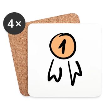 First place badge / order. Scrawl. - Coasters (set of 4) - white - Front