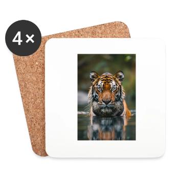 Tiger in the water | AI - Coasters (set of 4) - white - Front