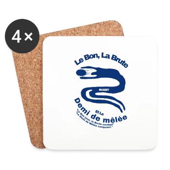 "Le Bon, La Brute, et Le Rugby: Demi de Mêlée - Dessous de verre (lot de 4) - blanc - Devant