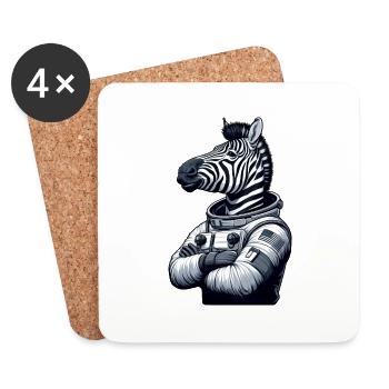 Zebra Astronaut: Space Exploration - Coasters (set of 4) - white - Front