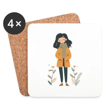 Fille de la nature - Dessous de verre (lot de 4) - blanc - Devant