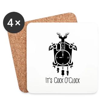 It's Cock O'Clock - Untersetzer (4er-Set) - Weiß - Vorne