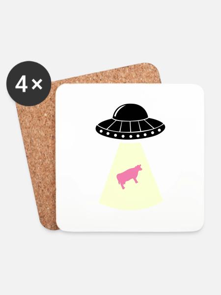 UFO Cow - Coasters (set of 4) - white