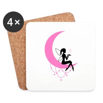 Fée Elfe Croissant de Lune Fantaisie - Dessous de verre (lot de 4) - blanc - Devant
