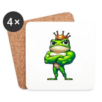 Ein Cooler Starker grüner Frosch mit Krone König - Untersetzer (4er-Set) - Weiß - Vorne
