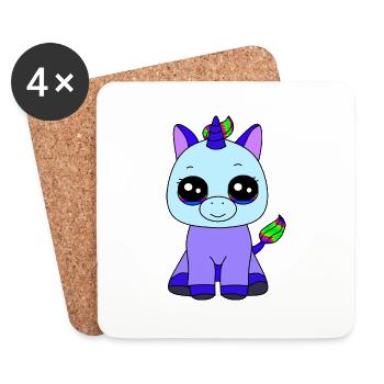 Kleines Einhorn - Untersetzer (4er-Set) - Weiß - Vorne