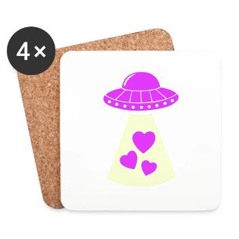 Coeur d’OVNI - Dessous de verre (lot de 4) - blanc - Devant