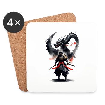 Samurai Warrior Black Dragon - Coasters (set of 4) - white - Front
