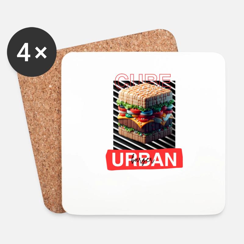 Cube Burger - Dessous de verre (lot de 4) - blanc