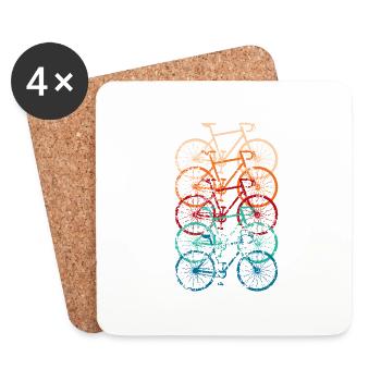 Fahrrad Rennrad Vintage Retro Grunge - Untersetzer (4er-Set) - Weiß - Vorne