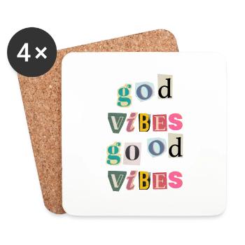 "God Vibes T-Shirt - Positive gifts Designs” - Coasters (set of 4) - white - Front
