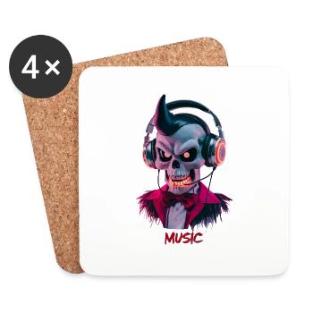 ROCK EN MUSIQUE - Dessous de verre (lot de 4) - blanc - Devant