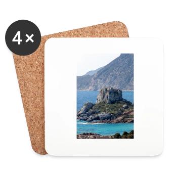 Landscape view of Kastri Island near Kampos town - Coasters (set of 4) - white - Front
