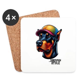 doberman style - Dessous de verre (lot de 4) - blanc - Devant